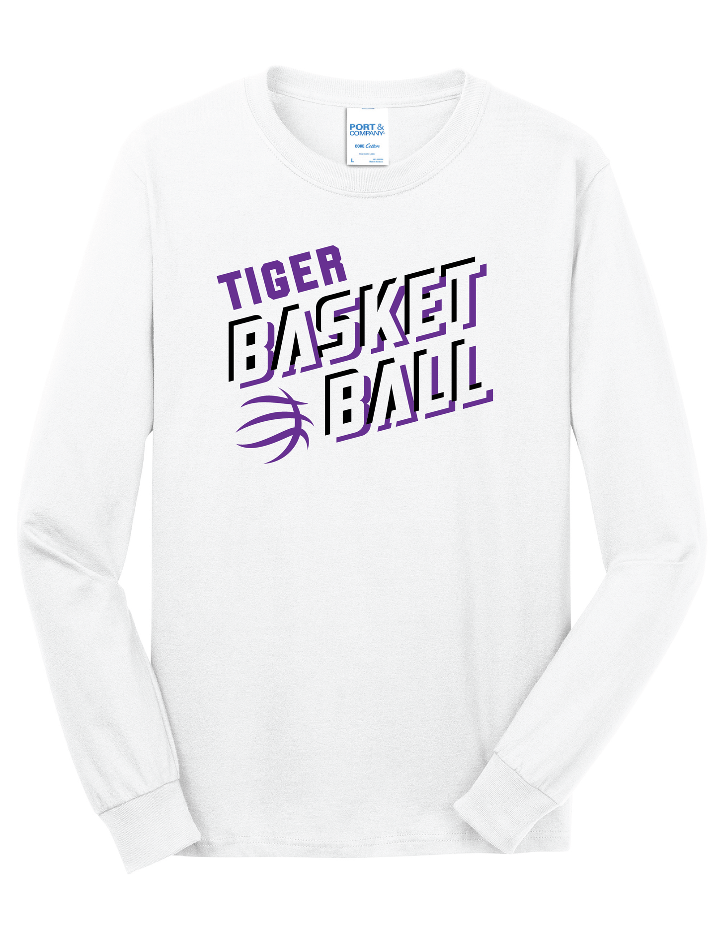 3D Tiger Basketball Long Sleeve Shirt