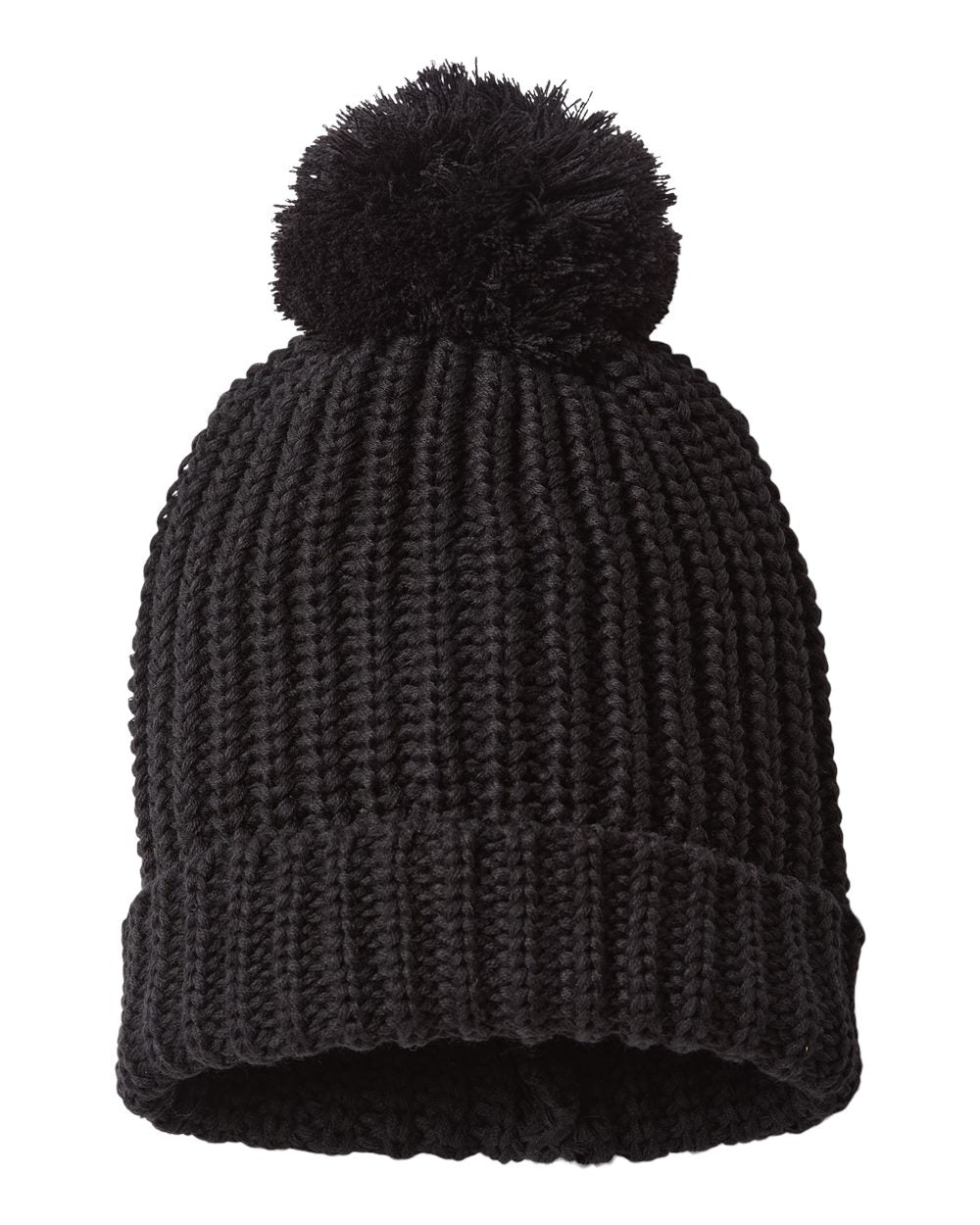 Chunky Cable with Cuff & Pom Beanie