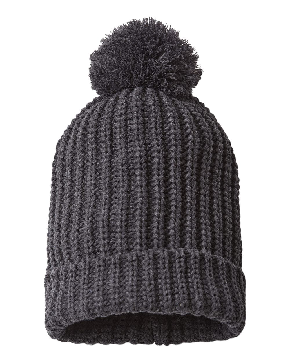 Chunky Cable with Cuff & Pom Beanie